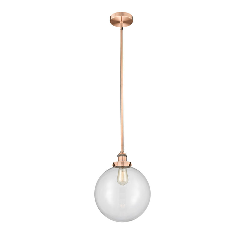 Innovations Beacon 12in 1-Light Mini Pendant | Industrial Antique Copper and Clear Glass | Kitchen Island & Dining Room | 12 x | Model 616-1SH-AC-G202-12