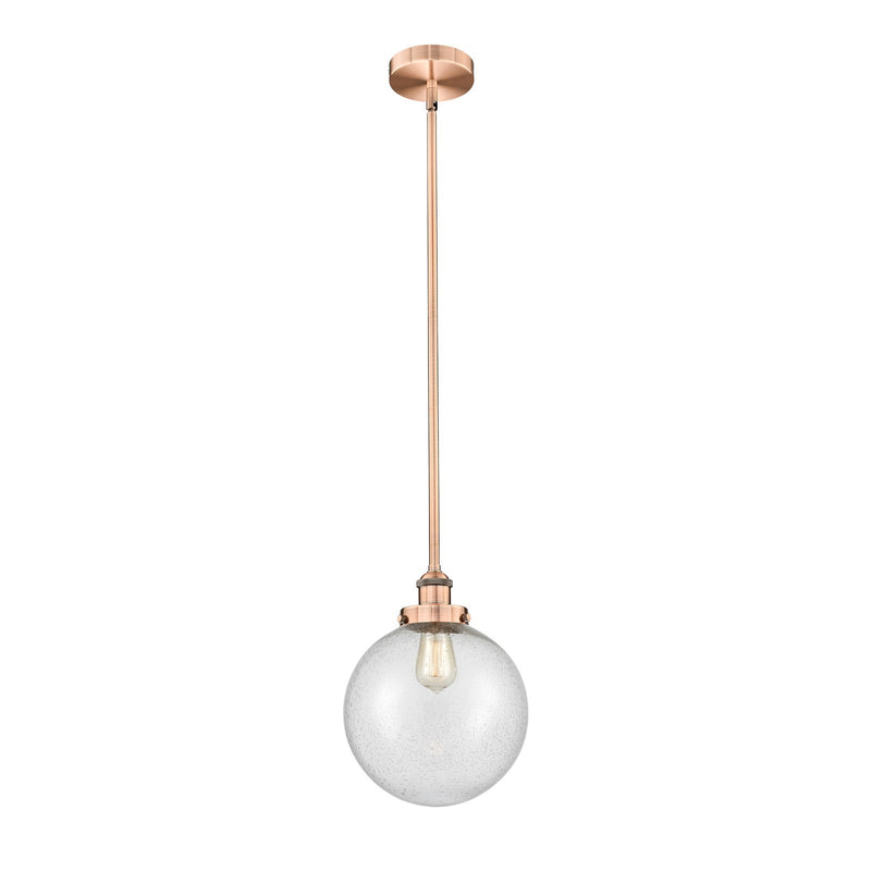 Innovations Beacon 10in 1-Light Mini Pendant | Industrial Antique Copper Steel and Seedy Glass | Kitchen Island & Dining | Model 616-1SH-AC-G204-10-LED