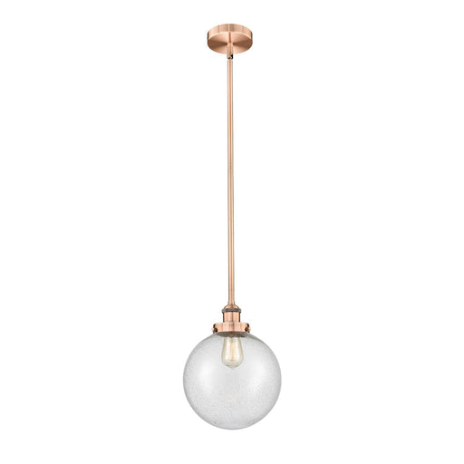 Innovations Beacon 10in 1-Light Mini Pendant | Industrial Antique Copper Steel and Seedy Glass | Kitchen Island & Dining | Model 616-1SH-AC-G204-10-LED