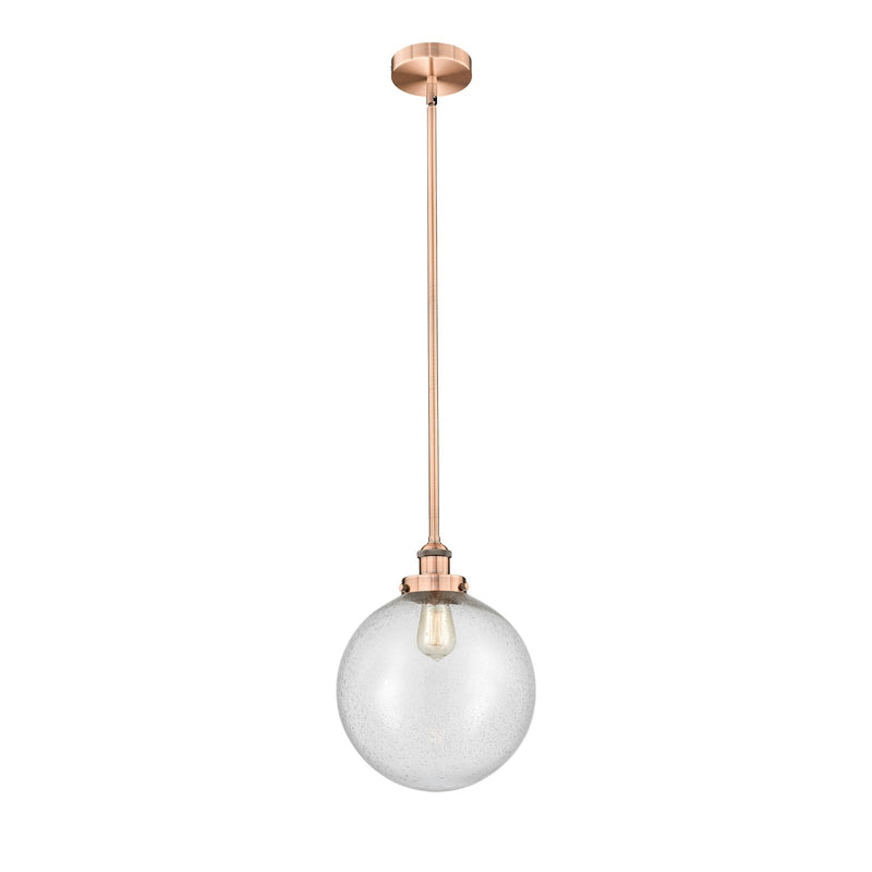 Innovations Beacon 12in 1-Light Mini Pendant | Industrial Antique Copper Steel and Seedy Glass | Kitchen Island | 12 x 12 x 15 | Model 616-1SH-AC-G204-12