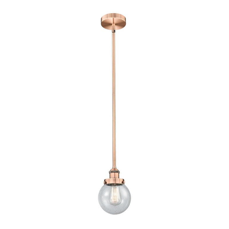 Innovations Beacon 6in 1-Light Mini Pendant | Industrial Antique Copper Steel and Seedy Glass | Kitchen Island & Dining Room | 6 | Model 616-1SH-AC-G204-6