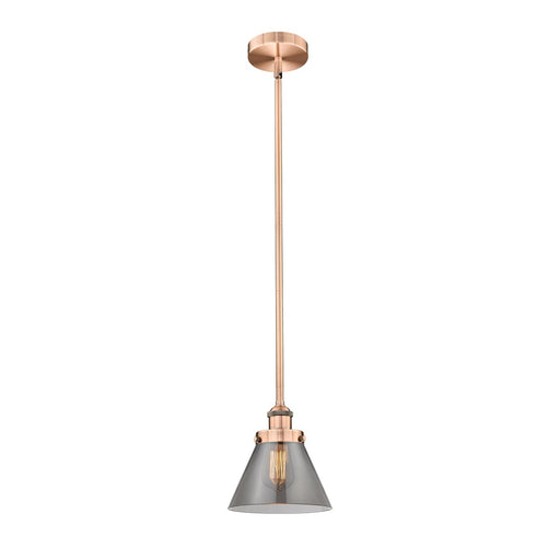 Innovations Lighting Cone 1-Light Mini Pendant | Industrial Farmhouse Antique Copper and Light Smoke Glass | Kitchen Island & | Model 616-1SH-AC-G43