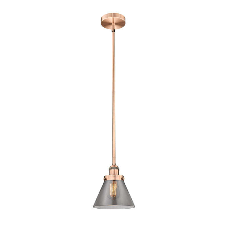 Innovations Lighting Cone 1-Light Mini Pendant | Industrial Farmhouse Antique Copper and Light Smoke Glass | Kitchen Island & | Model 616-1SH-AC-G43