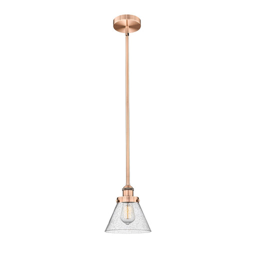 Innovations Cone 8in 1-Light Mini Pendant | Industrial Farmhouse Antique Copper and Seedy Glass | Kitchen Island & Dining Room | Model 616-1SH-AC-G44-LED
