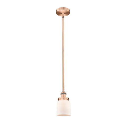 Innovations Bell 5in 1-Light Mini Pendant | Industrial Antique Copper and Matte White Frosted Glass | Kitchen Island & Dining | Model 616-1SH-AC-G51-LED