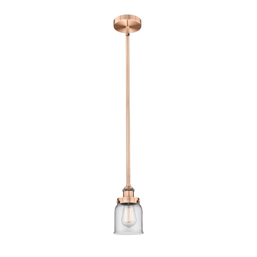 Innovations Bell 5in 1-Light Mini Pendant | Industrial Antique Copper and Clear Glass | Kitchen Island & Dining Room | 5 x 5 x | Model 616-1SH-AC-G52-LED