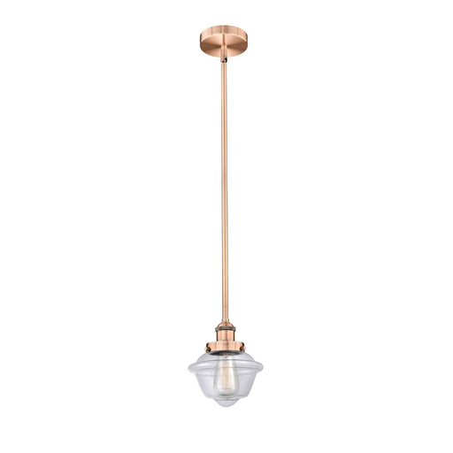Innovations Oxford 7.25in 1-Light Mini Pendant | Traditional Antique Copper Steel and Clear Glass | Kitchen Island & Dining | Model 616-1SH-AC-G532-LED