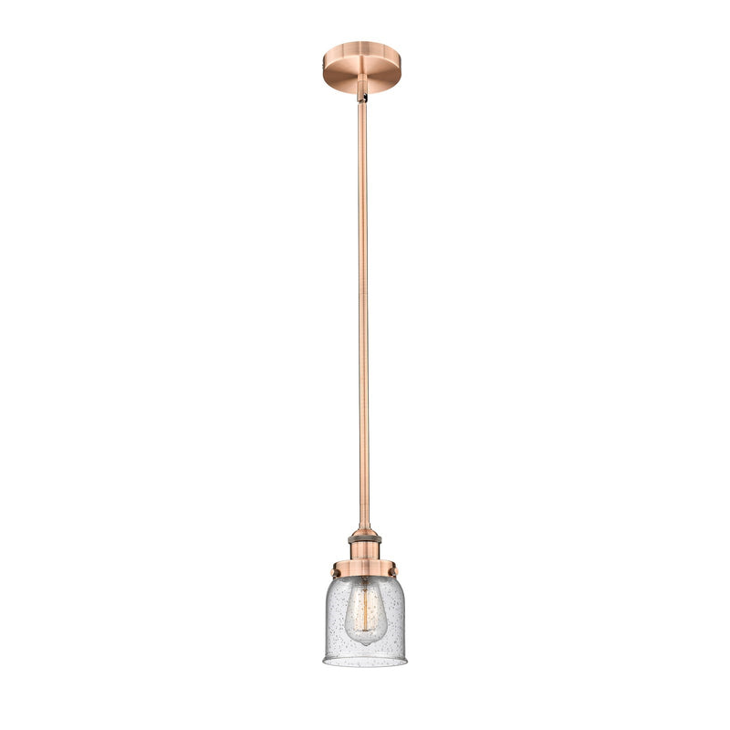 Innovations Bell 5in 1-Light Mini Pendant | Industrial Farmhouse Antique Copper Steel and Seedy Glass | Kitchen Island & Dining | Model 616-1SH-AC-G54