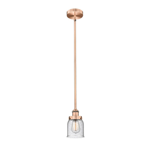 Innovations Bell 5in 1-Light Mini Pendant | Industrial Farmhouse Antique Copper Steel and Seedy Glass | Kitchen Island & Dining | Model 616-1SH-AC-G54
