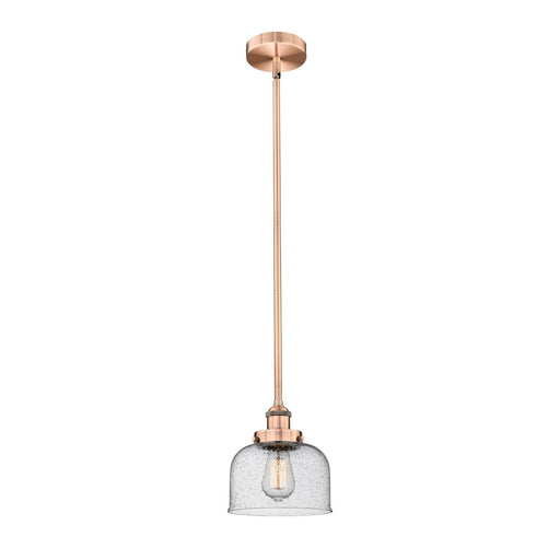 Innovations Bell 8in 1-Light Mini Pendant | Industrial Antique Copper Steel and Seedy Glass | Kitchen Island & Dining Room | Model 616-1SH-AC-G74-LED