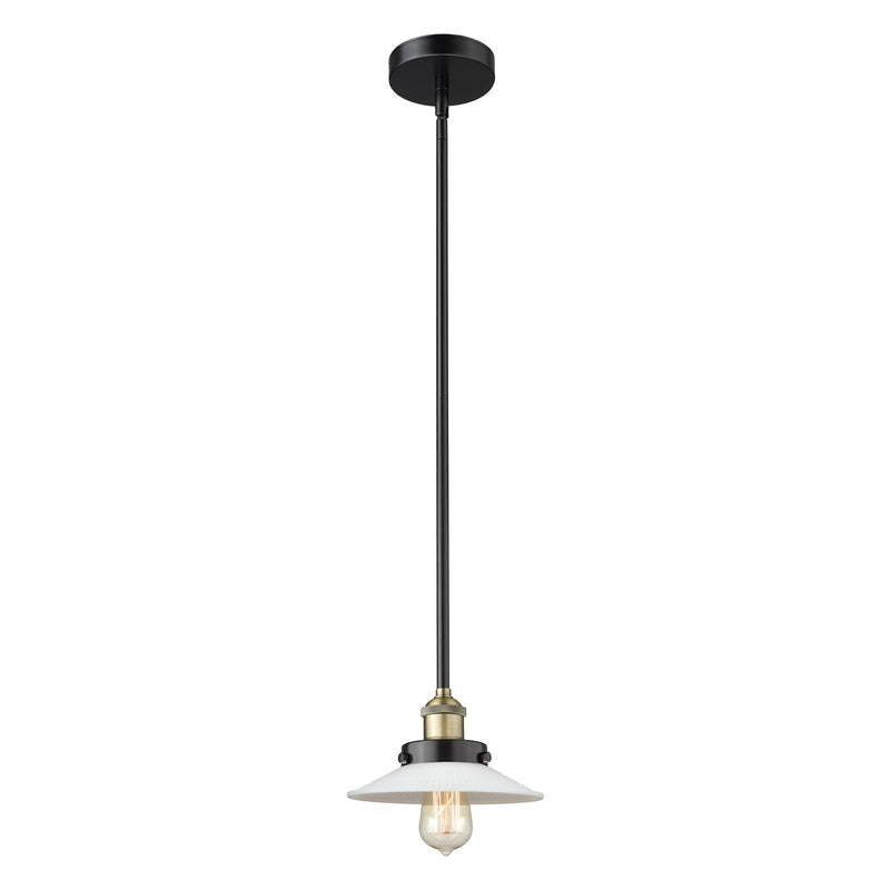 Innovations Halophane 9in 1-Light Mini Pendant | Industrial Black Antique Brass and Matte White Glass | Kitchen Island & Dining | Model 616-1SH-BAB-G1