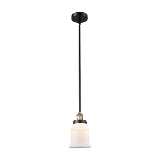 Innovations Canton 6in 1-Light Mini Pendant | Industrial Farmhouse Black Antique Brass Steel and Matte White Frosted Glass | Model 616-1SH-BAB-G181