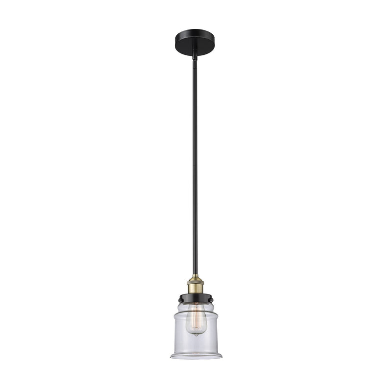Innovations Canton 6in 1-Light Mini Pendant | Industrial Black Antique Brass Steel and Clear Glass | Kitchen Island & Dining Room | Model 616-1SH-BAB-G182