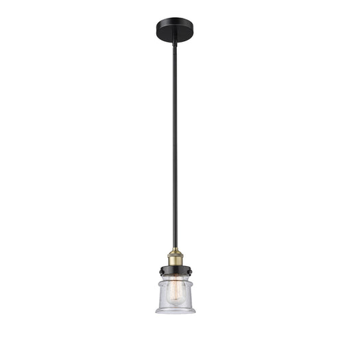 Innovations Canton 5.25in 1-Light Mini Pendant | Industrial Black Antique Brass and Seedy Glass | Kitchen Island & Dining Room | Model 616-1SH-BAB-G184S