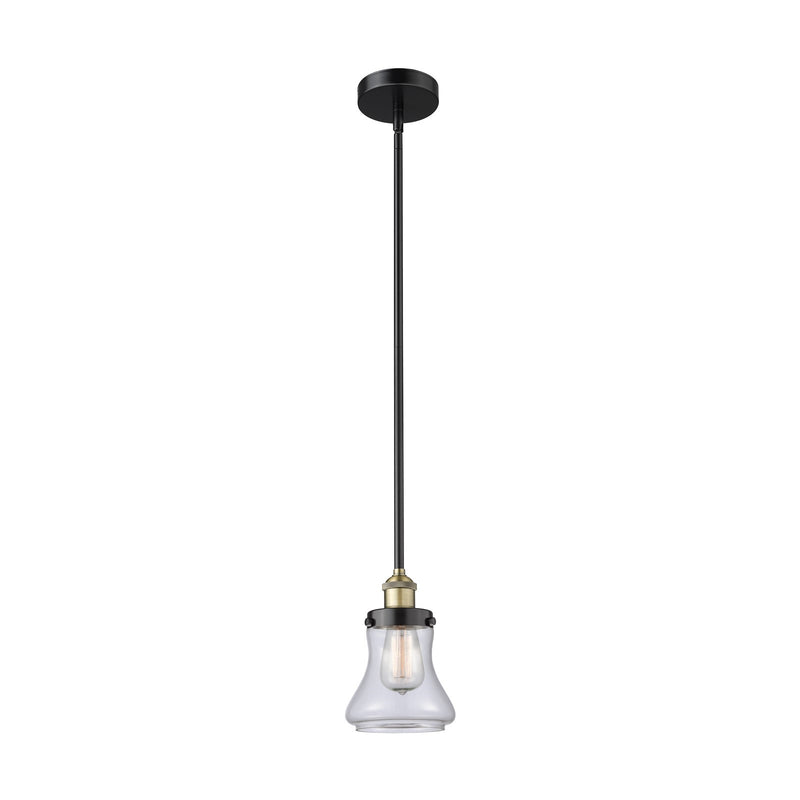 Innovations Bellmont 1-Light Mini Pendant | Industrial Farmhouse Black Antique Brass and Clear Glass | Kitchen Island & Dining | Model 616-1SH-BAB-G192