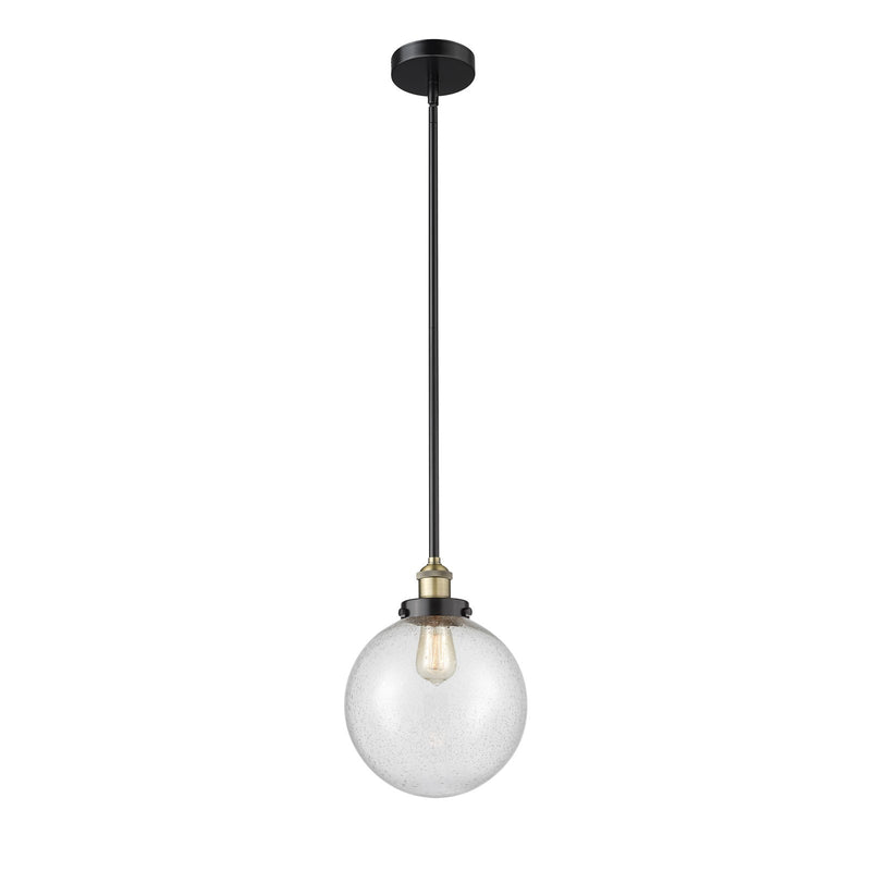 Innovations Beacon 10in 1-Light Mini Pendant | Industrial Black Antique Brass and Seedy Glass | Kitchen Island | 10 x 10 x 13 | Model 616-1SH-BAB-G204-10