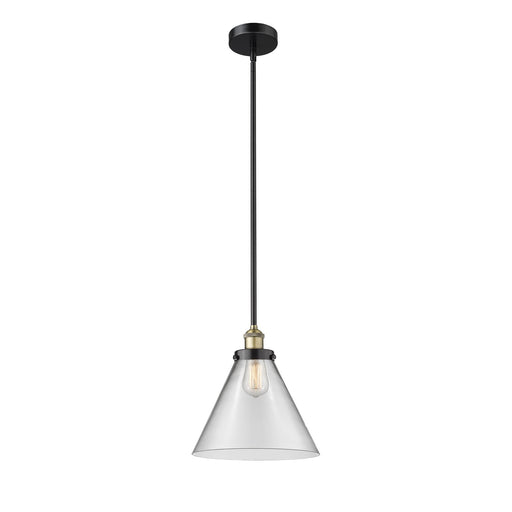Innovations Cone 12in 1-Light Mini Pendant | Industrial Black Antique Brass and Clear Glass | Kitchen Island & Dining Room | 12 | Model 616-1SH-BAB-G42-L