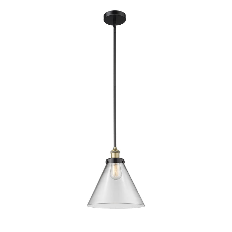 Innovations Cone 12in 1-Light Mini Pendant | Industrial Black Antique Brass and Clear Glass | Kitchen Island & Dining Room | 12 | Model 616-1SH-BAB-G42-L