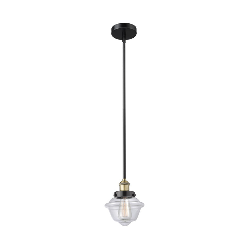 Innovations Oxford 7in 1-Light Mini Pendant | Traditional Black Antique Brass Steel and Clear Glass | Kitchen Island & Dining | Model 616-1SH-BAB-G532