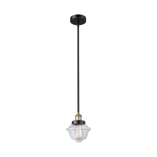 Innovations Oxford 7in 1-Light Mini Pendant | Traditional Black Antique Brass Steel and Clear Glass | Kitchen Island & Dining | Model 616-1SH-BAB-G532