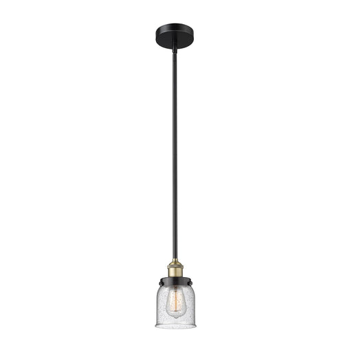 Innovations Bell 5in 1-Light Mini Pendant | Industrial Black Antique Brass and Seedy Glass | Kitchen Island & Dining Room | 5 x 5 | Model 616-1SH-BAB-G54