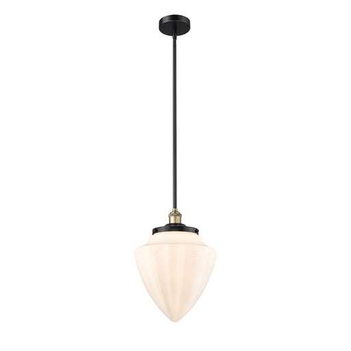 Innovations Bullet 12in 1-Light Mini Pendant | Traditional Art Deco Black Antique Brass Steel and Matte White Frosted Glass | Model 616-1SH-BAB-G661-12