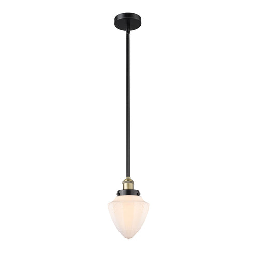 Innovations Bullet 7in 1-Light Mini Pendant | Traditional Art Deco Black Antique Brass and Matte White Frosted Glass | Kitchen | Model 616-1SH-BAB-G661-7