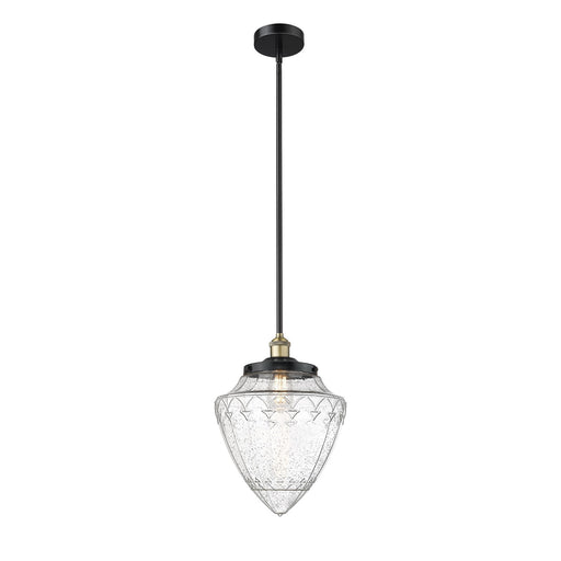 Innovations Bullet 12in 1-Light Mini Pendant | Traditional Art Deco Black Antique Brass Steel and Seedy Glass | Kitchen Island | Model 616-1SH-BAB-G664-12