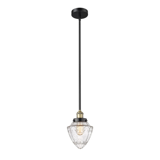 Innovations Bullet 7in 1-Light Mini Pendant | Traditional Art Deco Black Antique Brass Steel and Seedy Glass | Kitchen Island & | Model 616-1SH-BAB-G664-7