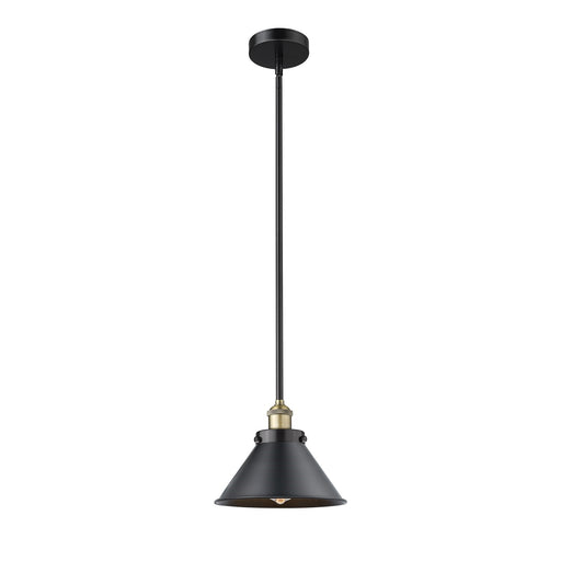 Innovations Briarcliff 10in 1-Light Mini Pendant | Traditional Industrial Black Antique Brass and Matte Black Metal Shade | Model 616-1SH-BAB-M10-BK