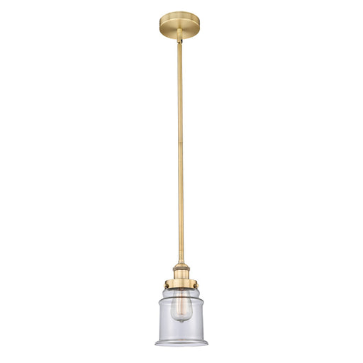 Innovations Canton 6in 1-Light Mini Pendant | Industrial Brushed Brass Steel and Clear Glass | Kitchen Island & Dining Room | 6 x | Model 616-1SH-BB-G182