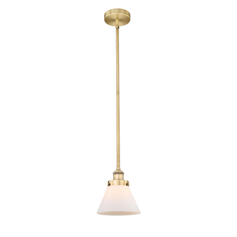 Innovations Cone 1-Light Mini Pendant | Industrial Brushed Brass and Matte White Frosted Glass | Kitchen Island & Dining Room | Model 616-1SH-BB-G41