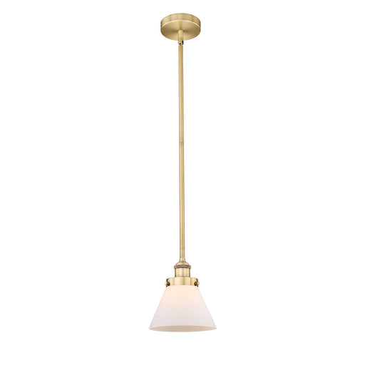 Innovations Cone 1-Light Mini Pendant | Industrial Brushed Brass and Matte White Frosted Glass | Kitchen Island & Dining Room | Model 616-1SH-BB-G41