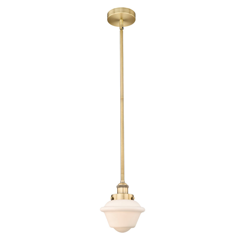 Innovations Oxford 7.25in 1-Light Mini Pendant | Traditional Brushed Brass Steel and Matte White Frosted Glass | Kitchen | Model 616-1SH-BB-G531-LED