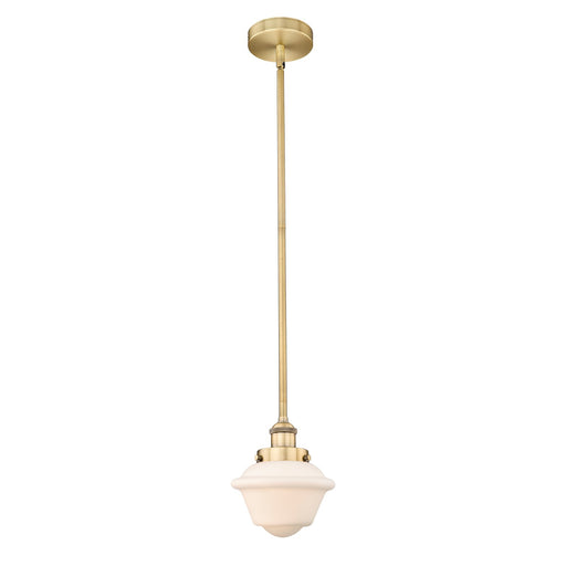 Innovations Oxford 7.25in 1-Light Mini Pendant | Traditional Brushed Brass Steel and Matte White Frosted Glass | Kitchen | Model 616-1SH-BB-G531-LED