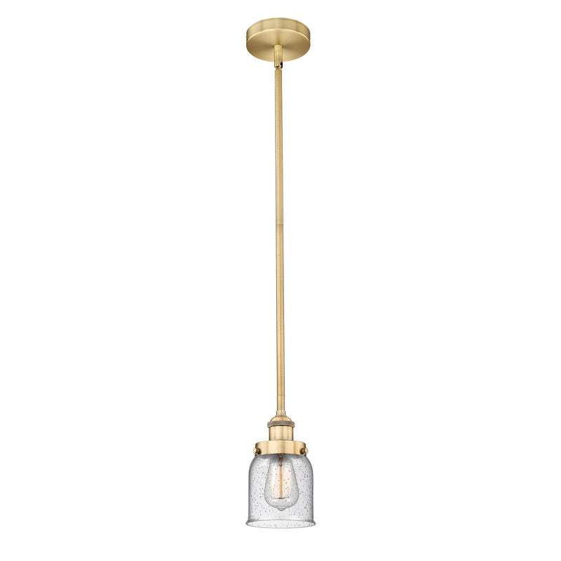 Innovations Bell 5in 1-Light Mini Pendant | Industrial Farmhouse Brushed Brass and Seedy Glass | Kitchen Island & Dining Room | Model 616-1SH-BB-G54-LED