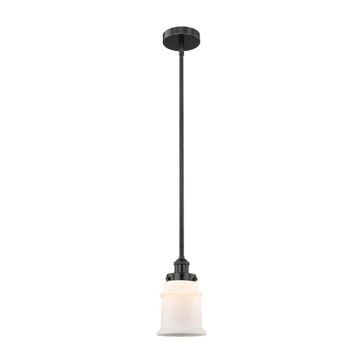 Innovations Canton 6in 1-Light Mini Pendant | Industrial Farmhouse Matte Black Steel and Matte White Frosted Glass | Kitchen | Model 616-1SH-BK-G181-LED
