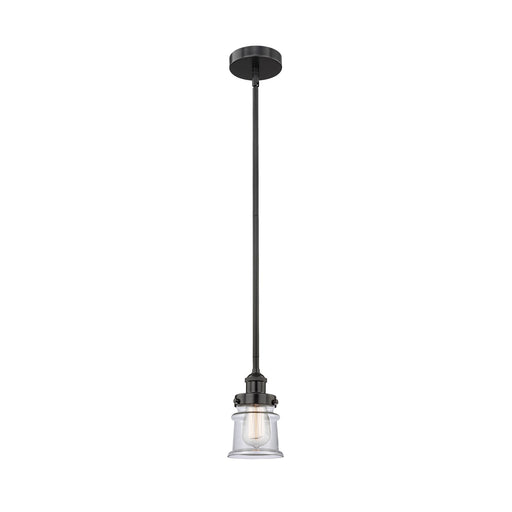 Innovations Canton 5.25in 1-Light Mini Pendant | Industrial Matte Black Steel and Clear Glass | Kitchen Island & Dining Room | Model 616-1SH-BK-G182S-LED