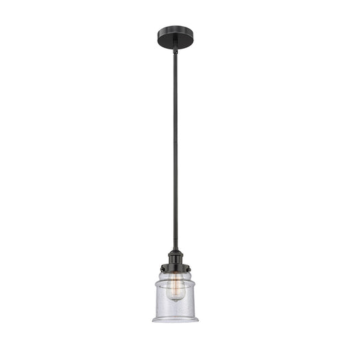 Innovations Canton 6in 1-Light Mini Pendant | Industrial Matte Black Steel and Seedy Glass | Kitchen Island & Dining Room | Model 616-1SH-BK-G184