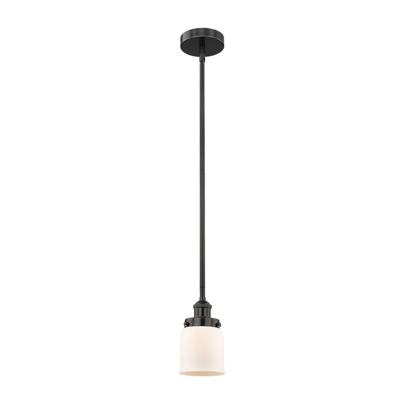Innovations Bell 5in 1-Light Mini Pendant | Industrial Matte Black Steel and Matte White Frosted Glass | Kitchen Island & Dining | Model 616-1SH-BK-G51