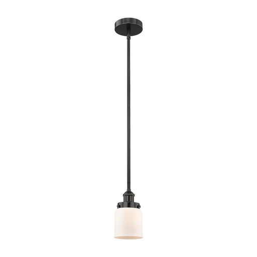 Innovations Bell 5in 1-Light Mini Pendant | Industrial Matte Black Steel and Matte White Frosted Glass | Kitchen Island & Dining | Model 616-1SH-BK-G51