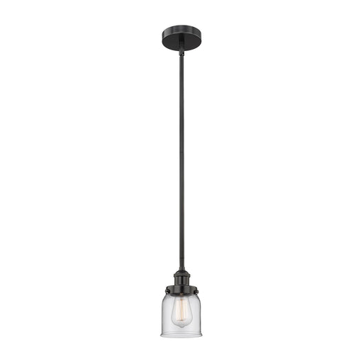 Innovations Bell 5in 1-Light Mini Pendant | Industrial Matte Black Steel and Clear Glass | Kitchen Island & Dining Room | 5 x 5 x | Model 616-1SH-BK-G52