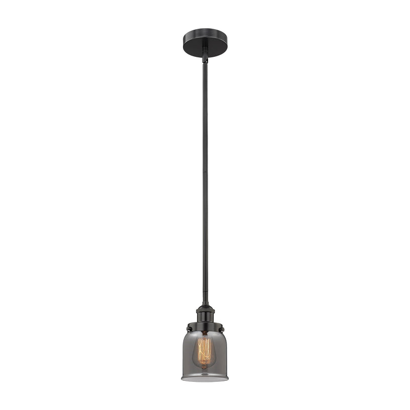 Innovations Bell 5in 1-Light Mini Pendant | Industrial Matte Black Steel and Light Smoke Glass | Kitchen Island & Dining Room | 5 x | Model 616-1SH-BK-G53