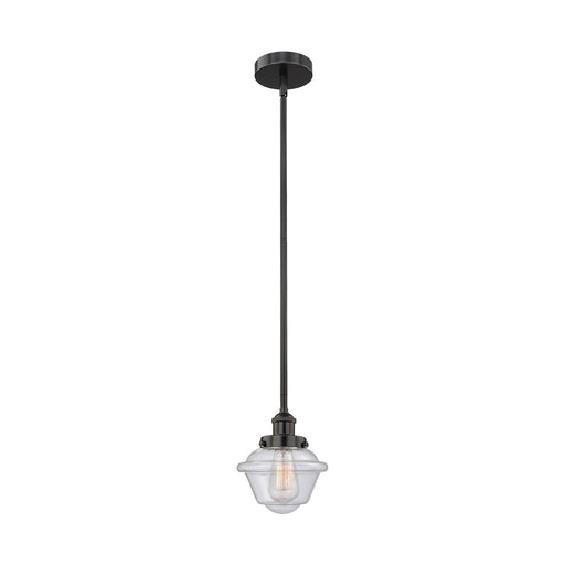 Innovations Oxford 7in 1-Light Mini Pendant | Traditional Matte Black Steel and Seedy Glass | Kitchen Island & Dining Room | 7.25 | Model 616-1SH-BK-G534
