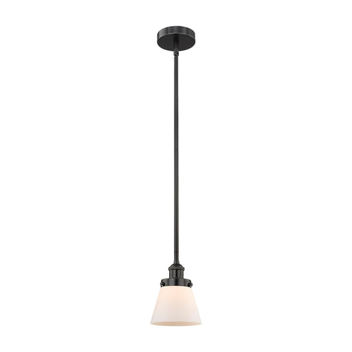 Innovations Cone 1-Light 6.25in Mini Pendant | Industrial Matte Black Steel and Matte White Frosted Glass | Kitchen Island & | Model 616-1SH-BK-G61-LED