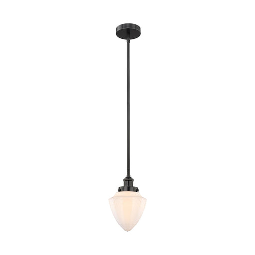 Innovations Bullet 7in 1-Light Mini Pendant | Industrial Matte Black Steel and Matte White Frosted Glass | Kitchen Island & | Model 616-1SH-BK-G661-7
