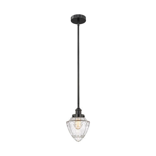 Innovations Bullet 7in 1-Light Mini Pendant | Industrial Matte Black Steel and Seedy Glass | Kitchen Island & Dining Room | Model 616-1SH-BK-G664-7-LED