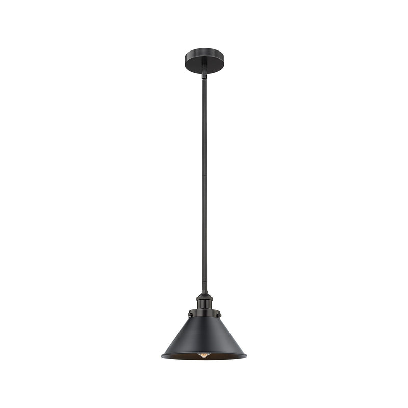 Innovations Briarcliff 10in 1-Light Mini Pendant | Industrial Matte Black Steel and Cast Brass with Matte Black Metal Shade | Model 616-1SH-BK-M10-BK