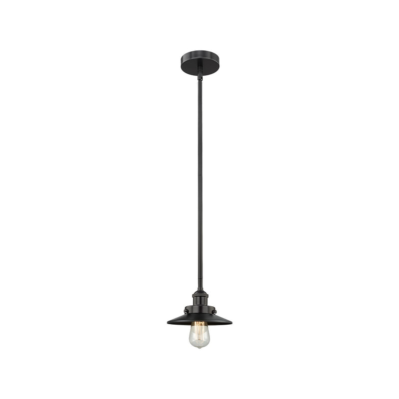 Innovations Lighting Edison 8in 1-Light Mini Pendant | Industrial Matte Black Steel and Cast Brass with Matte Black Metal Shade | Model 616-1SH-BK-M6