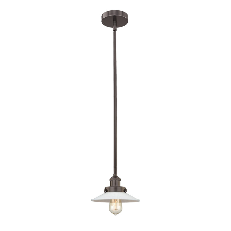 Innovations Halophane 9in 1-Light Mini Pendant | Industrial Oil Rubbed Bronze Steel and Matte White Frosted Glass | Kitchen Island & | Model 616-1SH-OB-G1
